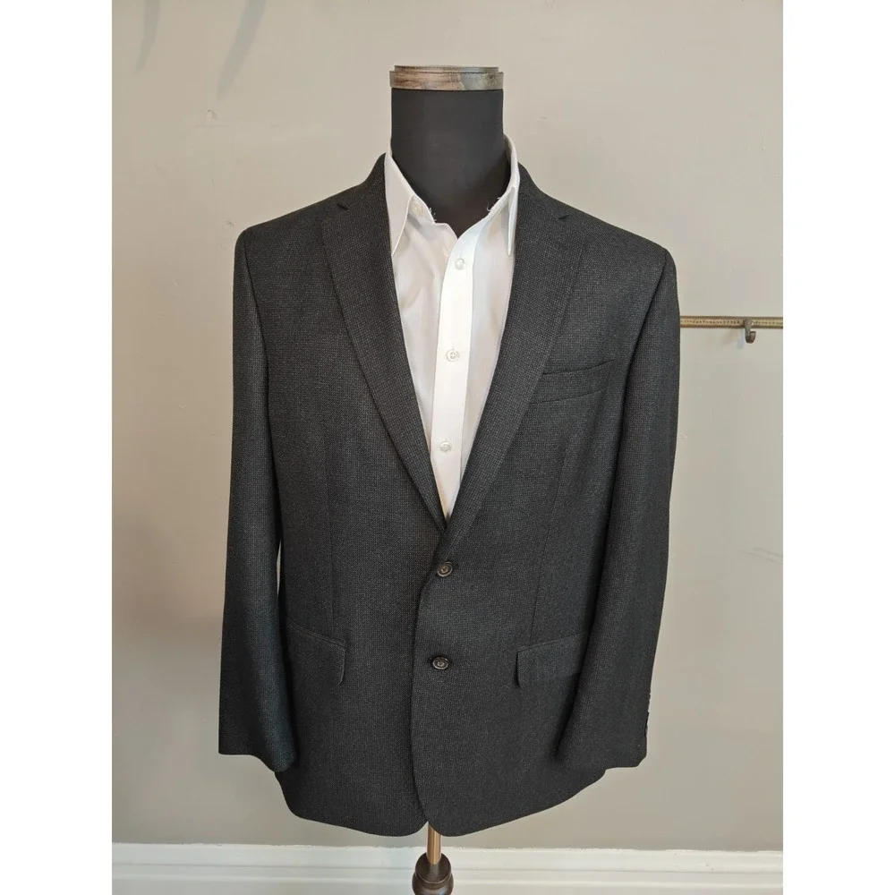Chaps Mens Blazer Sports Coat 42R Charcoal Gray 2 Button Single Breasted Regular